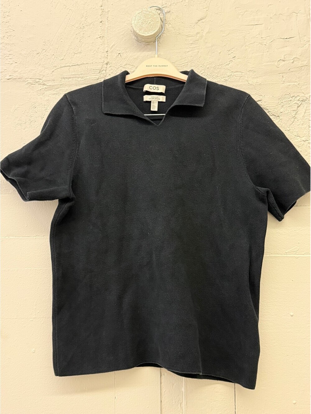 COS Black Cotton regular fit Short Sleeve Polo Shirt
